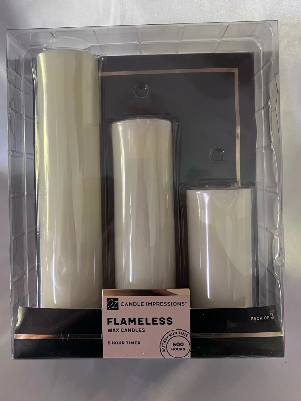 Impressions Cream Colored LED Pillar Candle Trio - Battery Operated